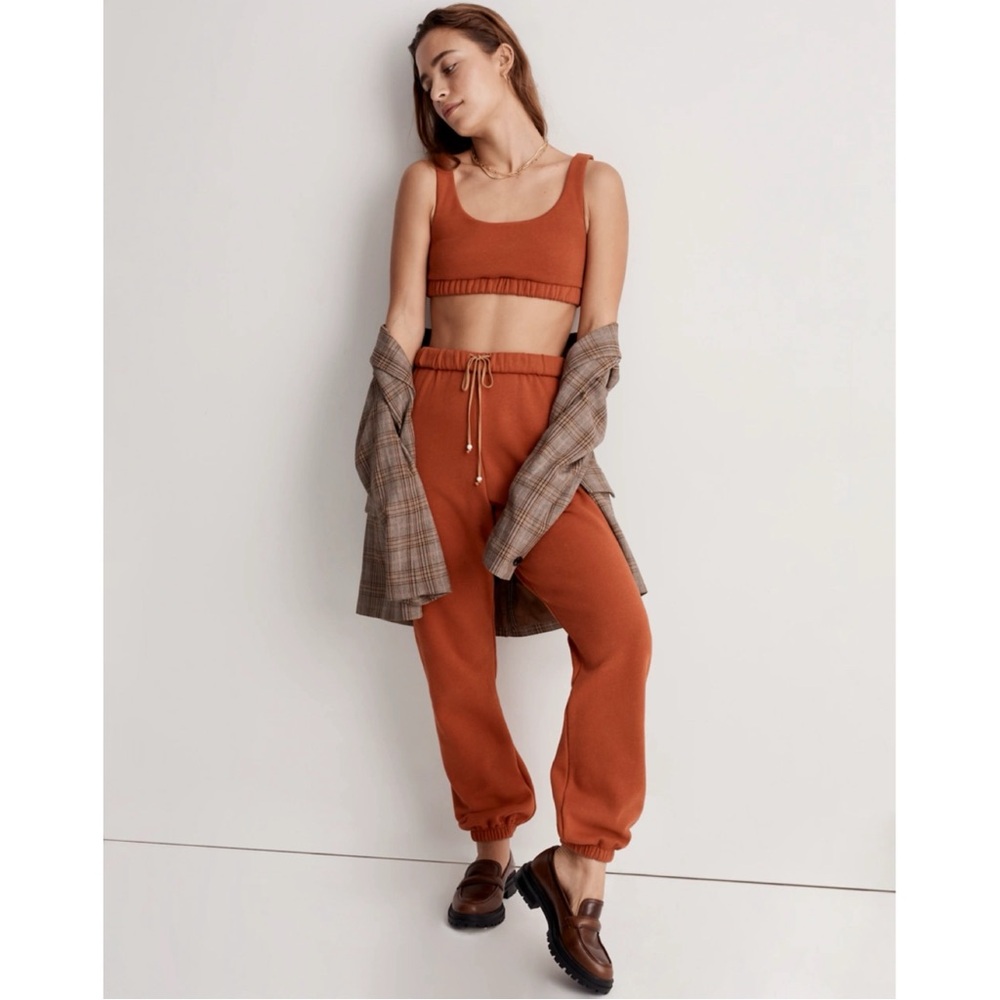 Madewell x DONNI Fleece Roll Pearl Sweatpants and Fleece Sports Bra Set
